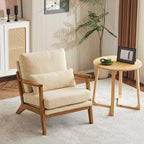 VINGLI Solid Wood Wide Armrests Accent Chair Set of 2, Upholstered Mid Century - Image 9