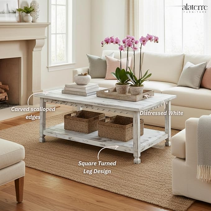 Country Cottage 42-Inch Farmhouse Coffee Table - Image 5