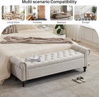 SOFTHION Storage Bench for Bedroom, Upholstered Linen Storage Ottoman - Image 8