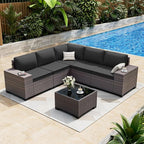 ALAULM 6 Pieces Patio Furniture Set, Oversized Seat/Armrest and High Back by ALAULM