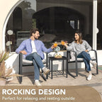 Devoko 3 Piece Rocking Bistro Set Wicker Patio Outdoor Furniture Porch Chairs - Image 2