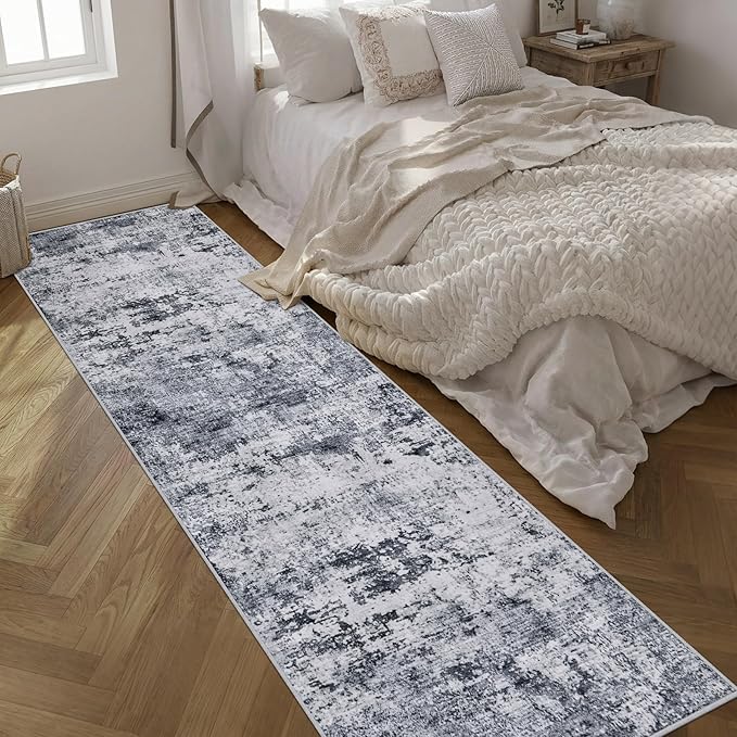 Washable Area Rug 3x14 Entryway Rug: Washable Modern Abstract Soft Thin Rug - Image 2