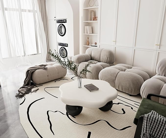 35" Cloud Coffee Table with 3 Ball Legs, Modern Minimalist Petal Center Table - Image 7