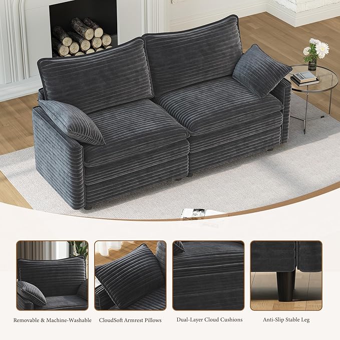 Vesgantti 74" Cloud Couch for Living Room, 2 Seaters Deep Seat Sectional - Image 5