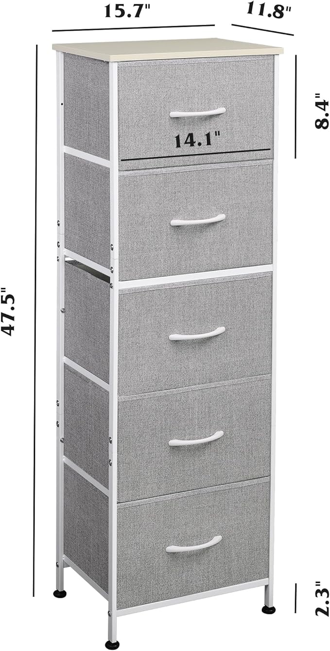 WLIVE Fabric Dresser, 5-Drawer Tall Dressers - Image 3