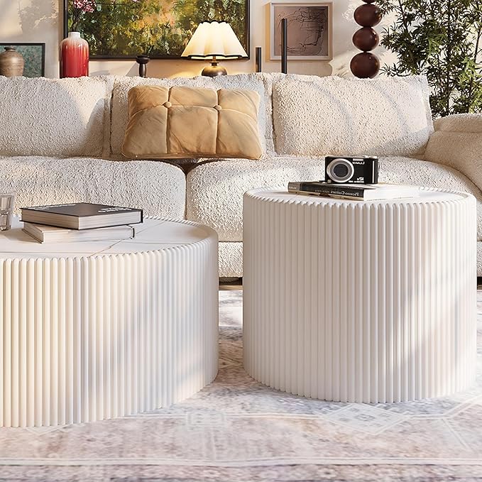Round Marble End Table, 17.72" White Small Side Table - Image 6