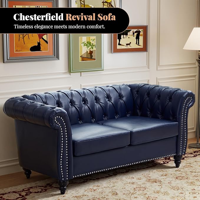 LEVNARY Chesterfield Loveseat, 2 Seater Tufted Couch - Image 6