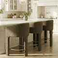 Modern Counter Height Bar Stools Set of 3, 26”H Barrel Counter Stools by HNY