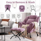 Lazy Chair with Ottoman, Reading Chair with a Pillow, Leisure Sofa Armchair - Image 7