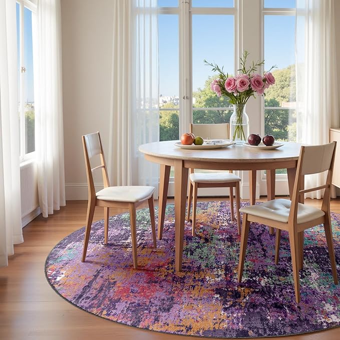 RELEANY Washable Area Rugs 6ft Non-Slip Modern Abstract Soft - Image 3