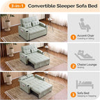 VINGLI Green Futon Sofa Bed Convertible Loveseat Sleeper Couch, Faux Leather - Image 4