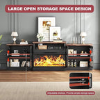 97" Fireplace TV Stand with 36" Electric Fireplace, Farmhouse Entertainment - Image 7