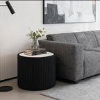 Marble Round Side Table, 17.71" Fluted End Table - Image 3