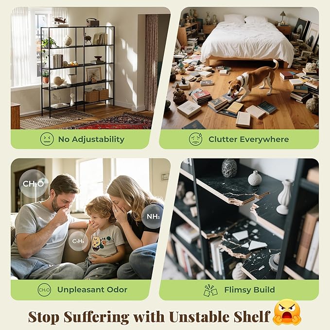Huuger 5 Tier Bookshelf, L Shaped Corner Bookshelf - Image 7