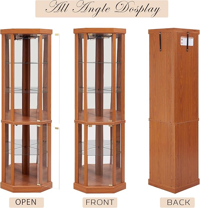 Corner Curio Cabinet, Light Bulb Inclued, Wine Bar China Cabinet - Image 9