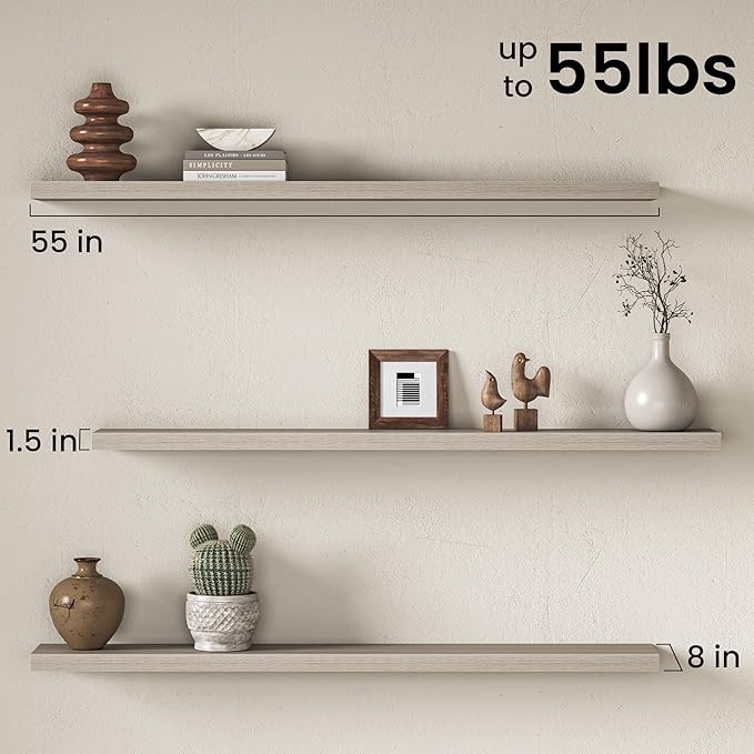 Fun Memories 55Inch Long Floating Shelves, 8 Inch Deep Shelves - Image 3