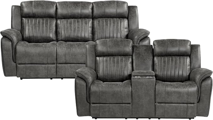 Lexicon Recliner Living Room Set, Home Theater Seating, Manual Polished - Image 3