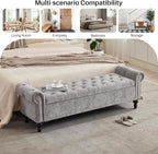 SOFTHION Storage Bench for Bedroom, Upholstered Chenille Storage Ottoman - Image 7