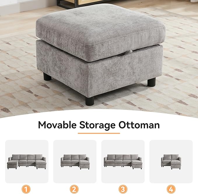 WUTUTUEE 83' Modular Sectional Sofa Convertible L Shaped Couch Set - Image 7