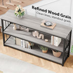 LVB Farmhouse Industrial Console Table, Wood Metal Foyer Entryway Sofa Tables - Image 6