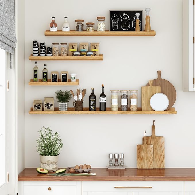 Floating Shelves for Wall, 16 inch Wood Floating Shelves Set of 2, Picture - Image 4