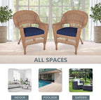 Jeco Wicker Chair with Blue Cushion, Honey/W00205- - Image 4