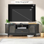 63" Fluted TV Stand for Tvs up to 70", Mid-Century Modern Entertainment Center - Image 3