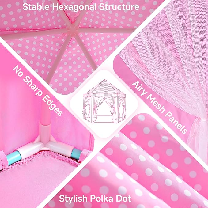 Monobeach Princess Tent Girls Large Playhouse Kids Castle Play Tent - Image 5