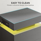 LIKIMIO Night Stand with Charging Station, Modern Grey Nightstand with LED - Image 9