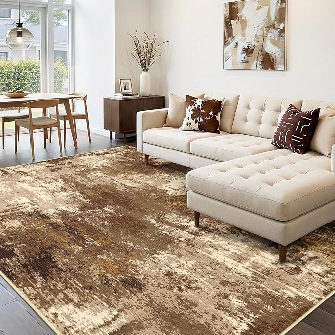 RELEANY Washable Area Rugs 8'x10' Non-Slip Modern Abstract Soft by RELEANY