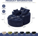 MAXYOYO Oversized Round Chaise Lounge Sofa, Upholstered Lounge Chair - Image 2