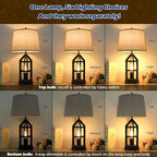 BesLowe 2-Light Farmhouse Rustic Touch Table Lamps Grey, 3-Way Dimmable Bedside - Image 3