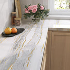 LaCheery Glossy Gold White Marble Contact Paper Waterproof 15.8"x275" Kitchen - Image 2