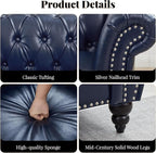 LEVNARY Chesterfield Armchair, Tufted Leather Accent Chair, Mid-Century Modern - Image 5