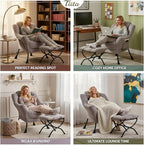 Tiita Modern Lazy Chair with Ottoman, Large Accent Armchair, Leisure Sofa - Image 7