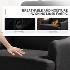 VINGLI Linen Fabric Accent Chair Black, Modern Upholstered Armchair, Comfy Sofa - Image 5