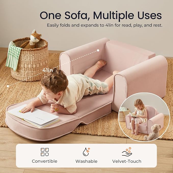Tiny Land 2-in-1 Foldable Kids Couch - Image 2