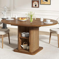 Extendable Round Dining Table for 4-6-8, 59 Inch Dining Room Kitchen Table by Woemtoric