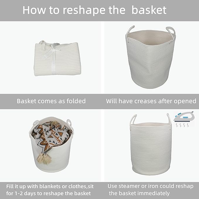 XUANGUO Cotton Rope Laundry Basket Hamper - Image 6