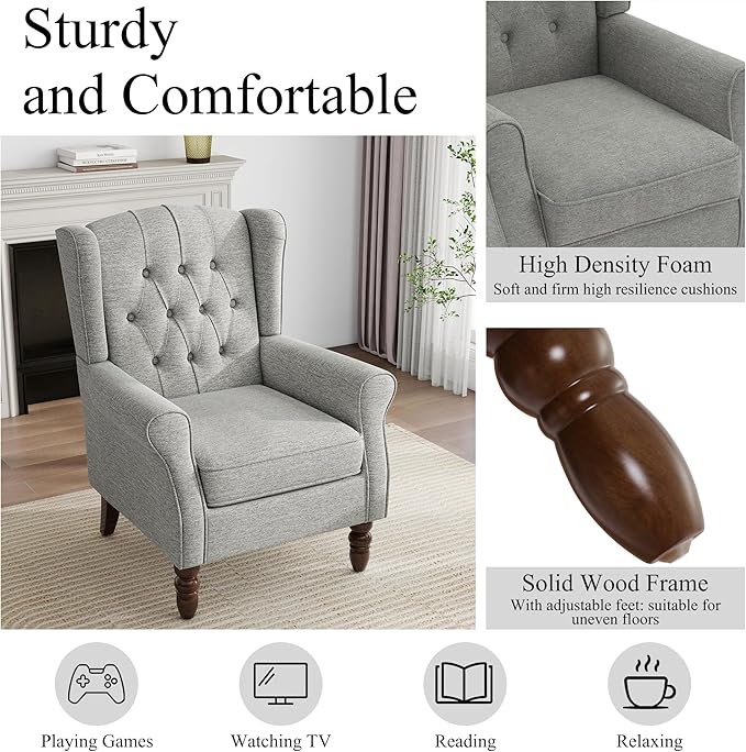 Mid-Century Modern 2-Piece Wingback Chair Set - Image 4