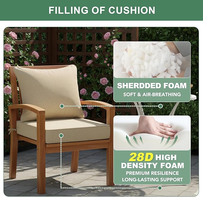 Summsun Outdoor Chair Cushions 19 x 19 Inch, Faux Linen Patio Furniture Cushions - Image 6