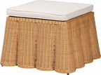 Bali & pari Palm Bohemian Honey Scallop Rattan Ottoman by balipari