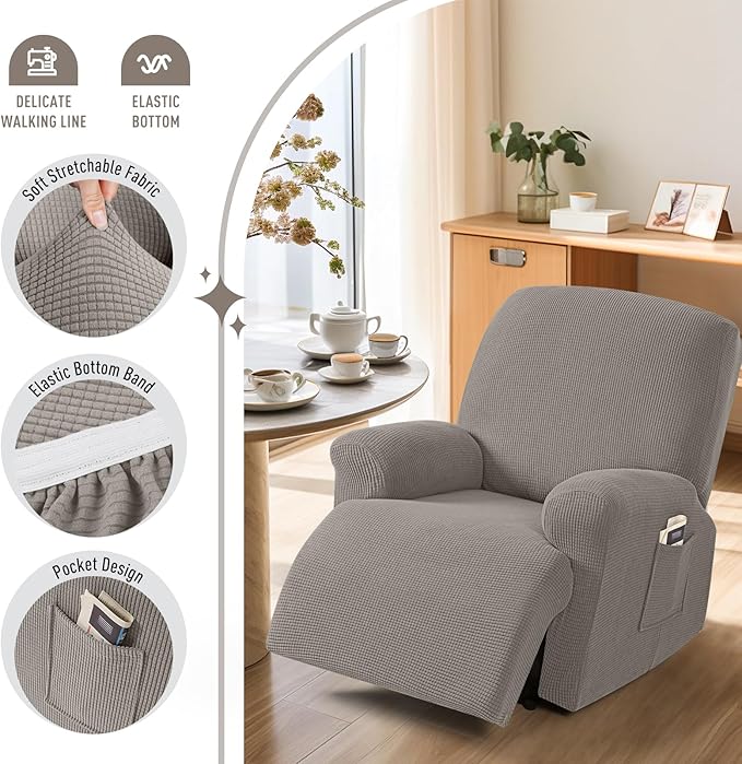 TAOCOCO Oversized Recliner Chair Covers, 1 Seater Streach Recliner Covers Soft - Image 3