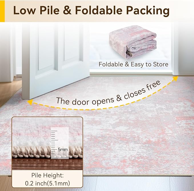 RELEANY Washable Area Rugs 4ft Non-Slip Modern Abstract Soft - Image 6
