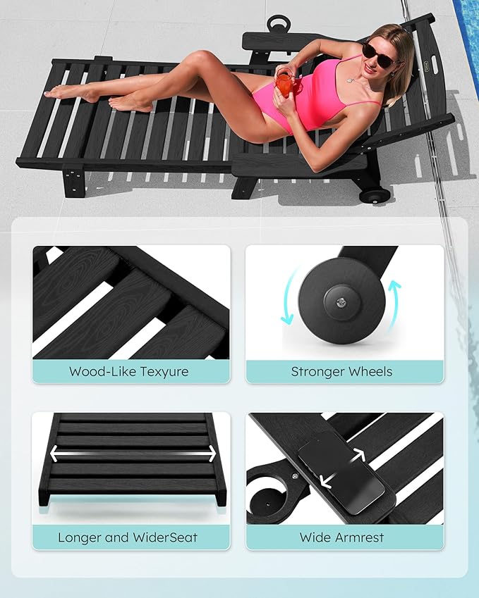 Patio Chaise Lounge Chair Set of 4, Oversize Lounge Chairs - Image 5