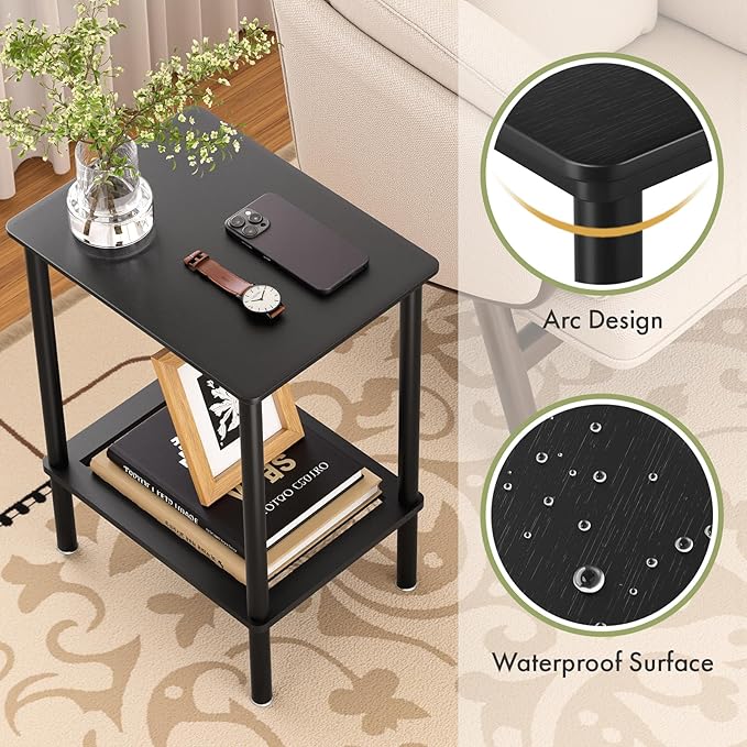 2 Tier Small Side Table, Bedside Table, Narrow Entryway Table, Bamboo End Table - Image 7