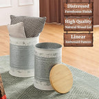 Glitzhome Rustic End Table Set of 2, Farmhouse Galvanized Metal Barrel Ottoman - Image 5