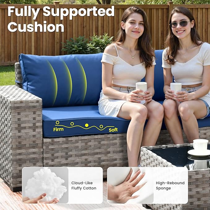 ovios 7 Pieces Patio Furniture Set, Outdoor Wicker Sectional Sofa - Image 5