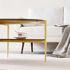 LumFurn Oval Glass Coffee Table, Mid-Century Modern Design, L43 x W22 x H17 inch - Image 6
