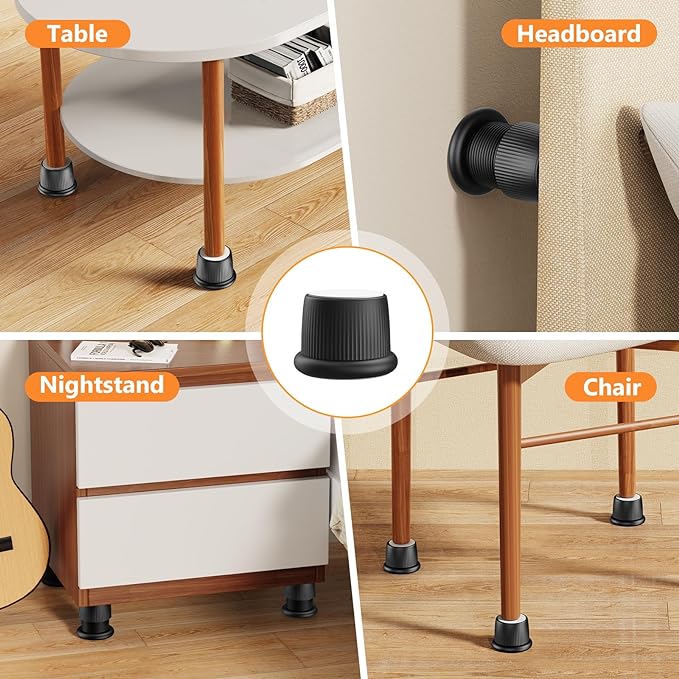 Adjustable Furniture Bed Risers, 1.6-2.6 inch Black, Durable Plastic Anti Slip - Image 5